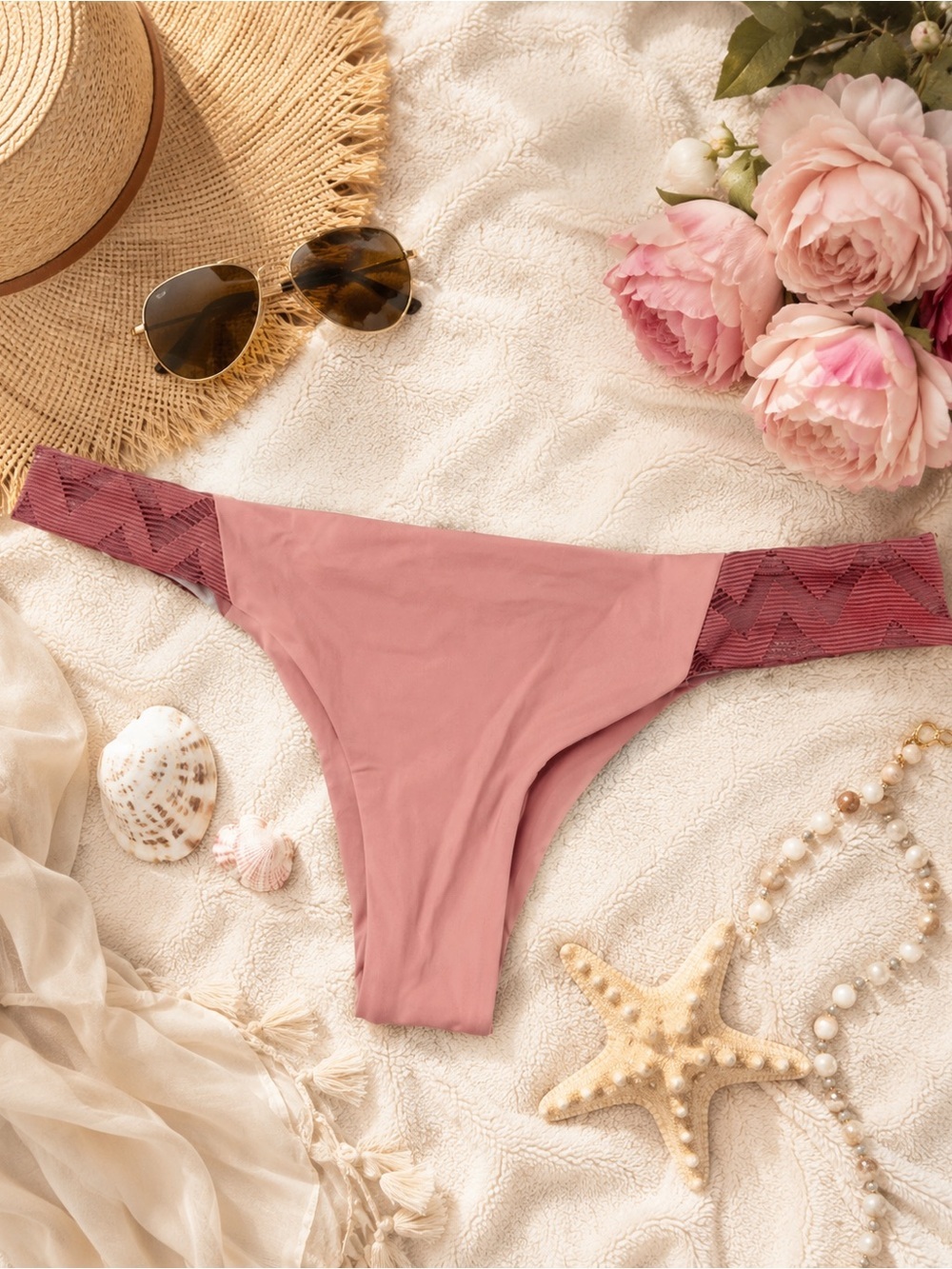 NWT Tavik Byrdie High-Cut Extra-Cheeky Bikini Bottom in Rose Dawn Size Medium